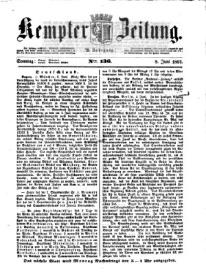 Kemptner Zeitung Sonntag 8. Juni 1862