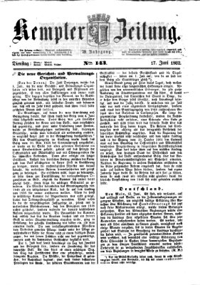 Kemptner Zeitung Dienstag 17. Juni 1862