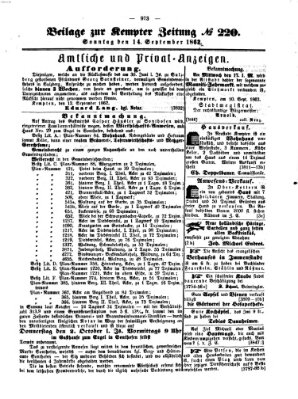 Kemptner Zeitung Sonntag 14. September 1862