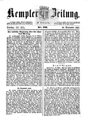 Kemptner Zeitung Dienstag 16. September 1862