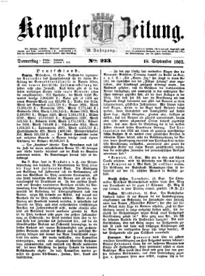 Kemptner Zeitung Donnerstag 18. September 1862