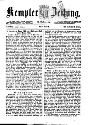 Kemptner Zeitung Dienstag 22. Dezember 1863