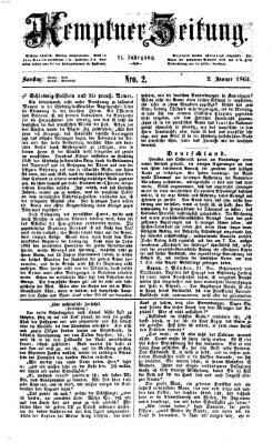 Kemptner Zeitung Samstag 2. Januar 1864