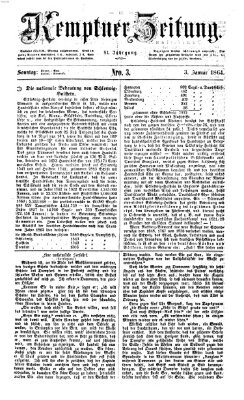Kemptner Zeitung Sonntag 3. Januar 1864