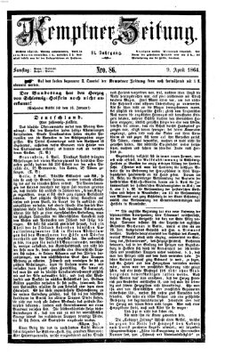 Kemptner Zeitung Samstag 9. April 1864