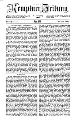 Kemptner Zeitung Dienstag 28. Juni 1864