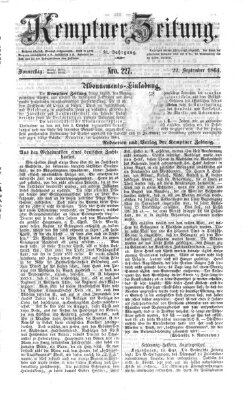 Kemptner Zeitung Donnerstag 22. September 1864