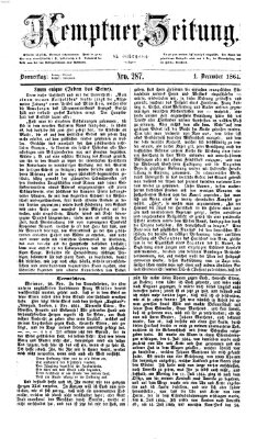 Kemptner Zeitung Donnerstag 1. Dezember 1864