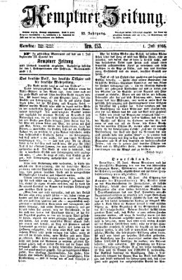 Kemptner Zeitung Samstag 1. Juli 1865