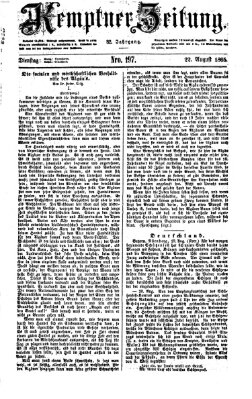 Kemptner Zeitung Dienstag 22. August 1865