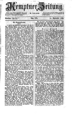 Kemptner Zeitung Dienstag 21. November 1865