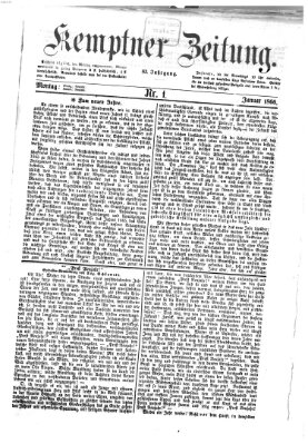 Kemptner Zeitung Montag 1. Januar 1866