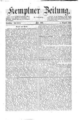 Kemptner Zeitung Samstag 4. August 1866
