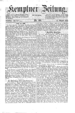 Kemptner Zeitung Samstag 11. August 1866