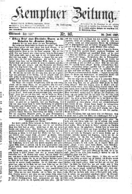 Kemptner Zeitung Mittwoch 26. Juni 1867