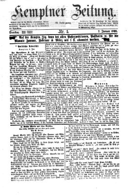 Kemptner Zeitung Dienstag 7. Januar 1868