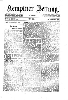Kemptner Zeitung Sonntag 11. September 1870
