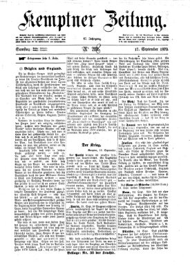 Kemptner Zeitung Samstag 17. September 1870