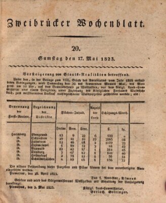 Zweibrücker Wochenblatt Samstag 17. Mai 1823