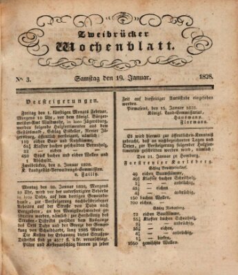 Zweibrücker Wochenblatt Samstag 19. Januar 1828