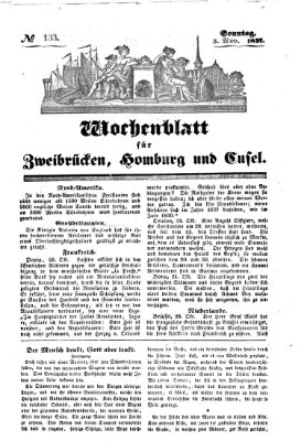 Wochenblatt für Zweibrücken, Homburg und Cusel (Zweibrücker Wochenblatt) Sonntag 5. November 1837