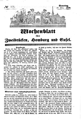 Wochenblatt für Zweibrücken, Homburg und Cusel (Zweibrücker Wochenblatt) Sonntag 17. Dezember 1837