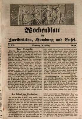Wochenblatt für Zweibrücken, Homburg und Cusel (Zweibrücker Wochenblatt) Sonntag 4. März 1838