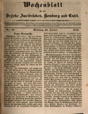 Wochenblatt für die Bezirke Zweibrücken, Homburg und Cusel (Zweibrücker Wochenblatt) Sonntag 30. Januar 1842