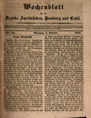Wochenblatt für die Bezirke Zweibrücken, Homburg und Cusel (Zweibrücker Wochenblatt) Sonntag 6. Februar 1842