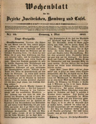 Wochenblatt für die Bezirke Zweibrücken, Homburg und Cusel (Zweibrücker Wochenblatt) Sonntag 1. Mai 1842