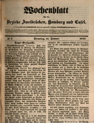 Wochenblatt für die Bezirke Zweibrücken, Homburg und Cusel (Zweibrücker Wochenblatt) Sonntag 15. Januar 1843