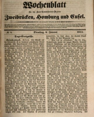 Wochenblatt für die Land-Commissariats-Bezirke Zweibrücken, Homburg und Cusel (Zweibrücker Wochenblatt) Dienstag 9. Januar 1844