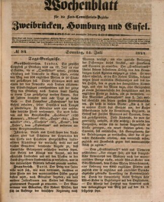 Wochenblatt für die Land-Commissariats-Bezirke Zweibrücken, Homburg und Cusel (Zweibrücker Wochenblatt) Sonntag 14. Juli 1844