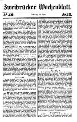 Zweibrücker Wochenblatt Dienstag 26. April 1853