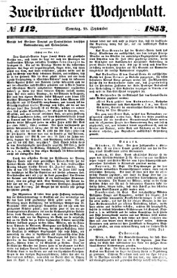 Zweibrücker Wochenblatt Sonntag 18. September 1853
