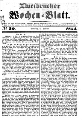 Zweibrücker Wochenblatt Dienstag 14. Februar 1854