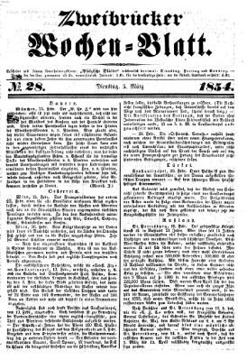 Zweibrücker Wochenblatt Sonntag 5. März 1854