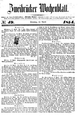 Zweibrücker Wochenblatt Sonntag 23. April 1854