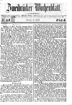 Zweibrücker Wochenblatt Freitag 28. April 1854