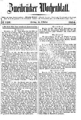 Zweibrücker Wochenblatt Freitag 20. Oktober 1854
