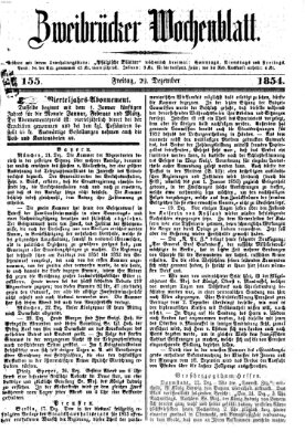 Zweibrücker Wochenblatt Freitag 29. Dezember 1854