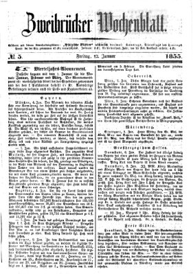 Zweibrücker Wochenblatt Freitag 12. Januar 1855