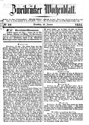 Zweibrücker Wochenblatt Dienstag 23. Januar 1855