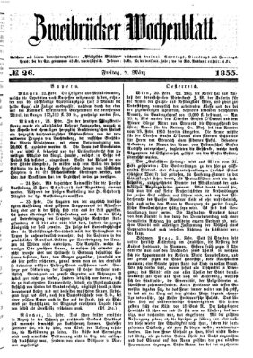 Zweibrücker Wochenblatt Freitag 2. März 1855