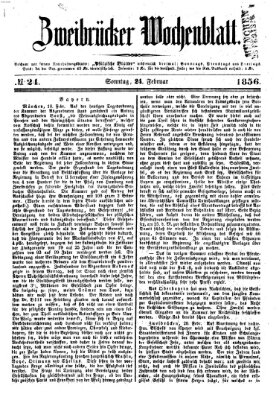 Zweibrücker Wochenblatt Sonntag 24. Februar 1856