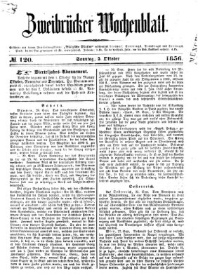 Zweibrücker Wochenblatt Sonntag 5. Oktober 1856