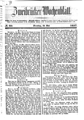 Zweibrücker Wochenblatt Dienstag 19. Mai 1857