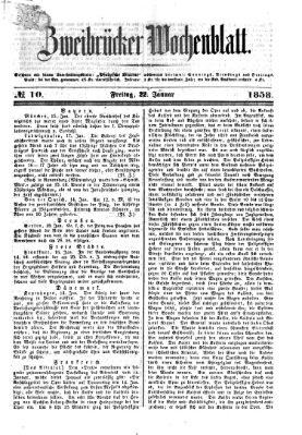 Zweibrücker Wochenblatt Freitag 22. Januar 1858