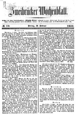 Zweibrücker Wochenblatt Freitag 12. Februar 1858