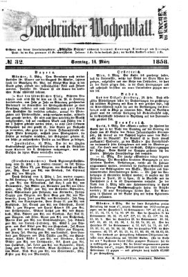 Zweibrücker Wochenblatt Sonntag 14. März 1858
